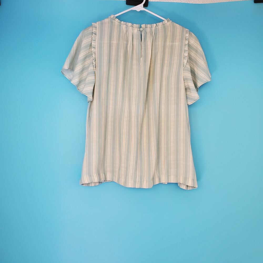 LC Lauren Conrad Blouse Size Small Striped Elastic Top Ruffled Trim - Picture 3 of 6